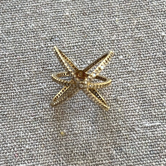 Henri Bendel Luxe Pave Orbital Gold Crystal Ring Sz 6.5 - Picture 2 of 6